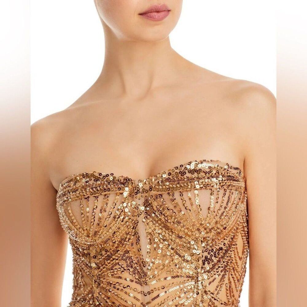 Bronx and Banco Rose Gold Sequin Strapless Midi Dress - Picture 4 of 12